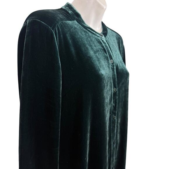 Eileen Fisher Velvet Long Sleeve Button Up Silk Blend Shirt Style Dress sz M - Picture 4 of 16